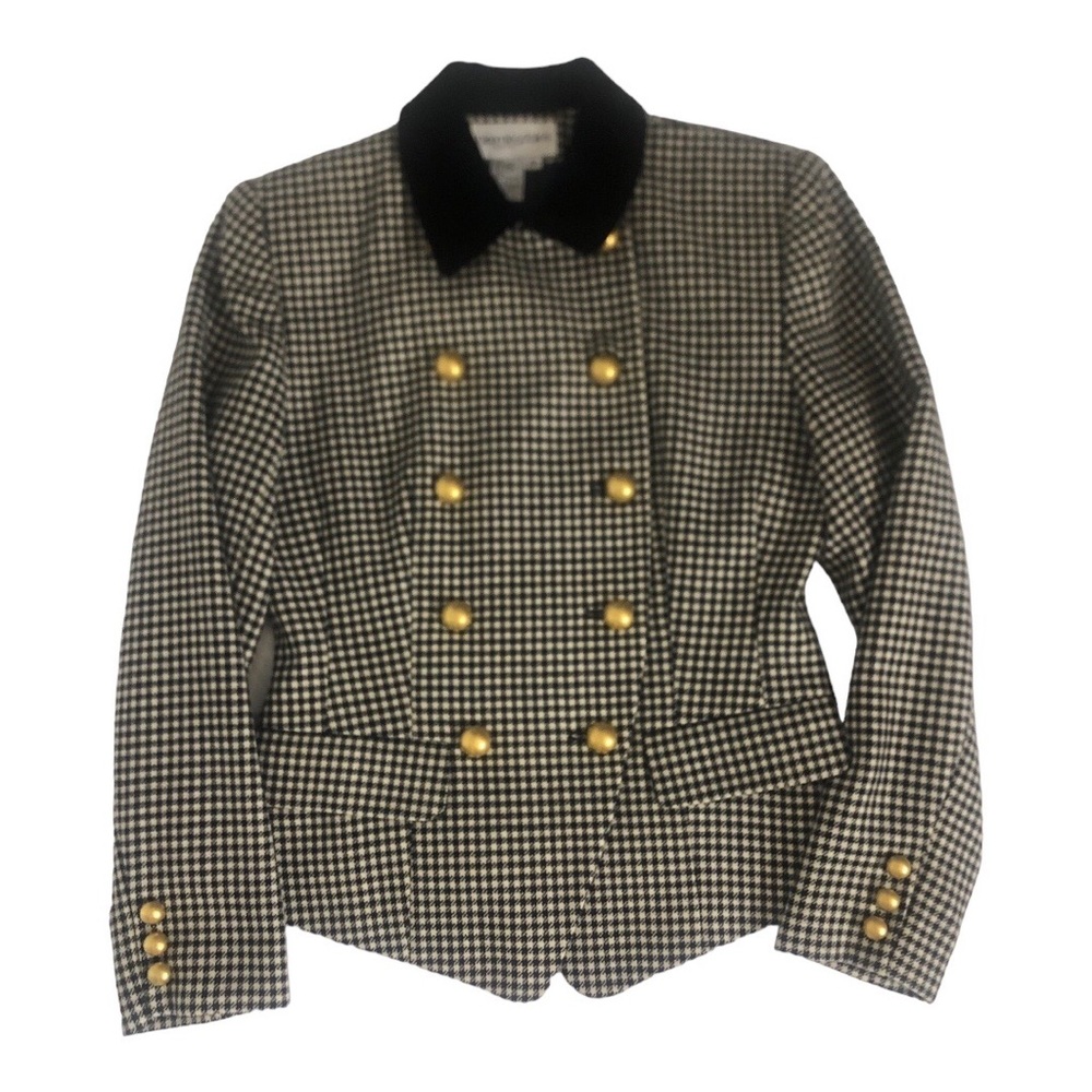 Bloomingdale’s, Vintage 90s wool houndstooth jacket, women’s size 2P